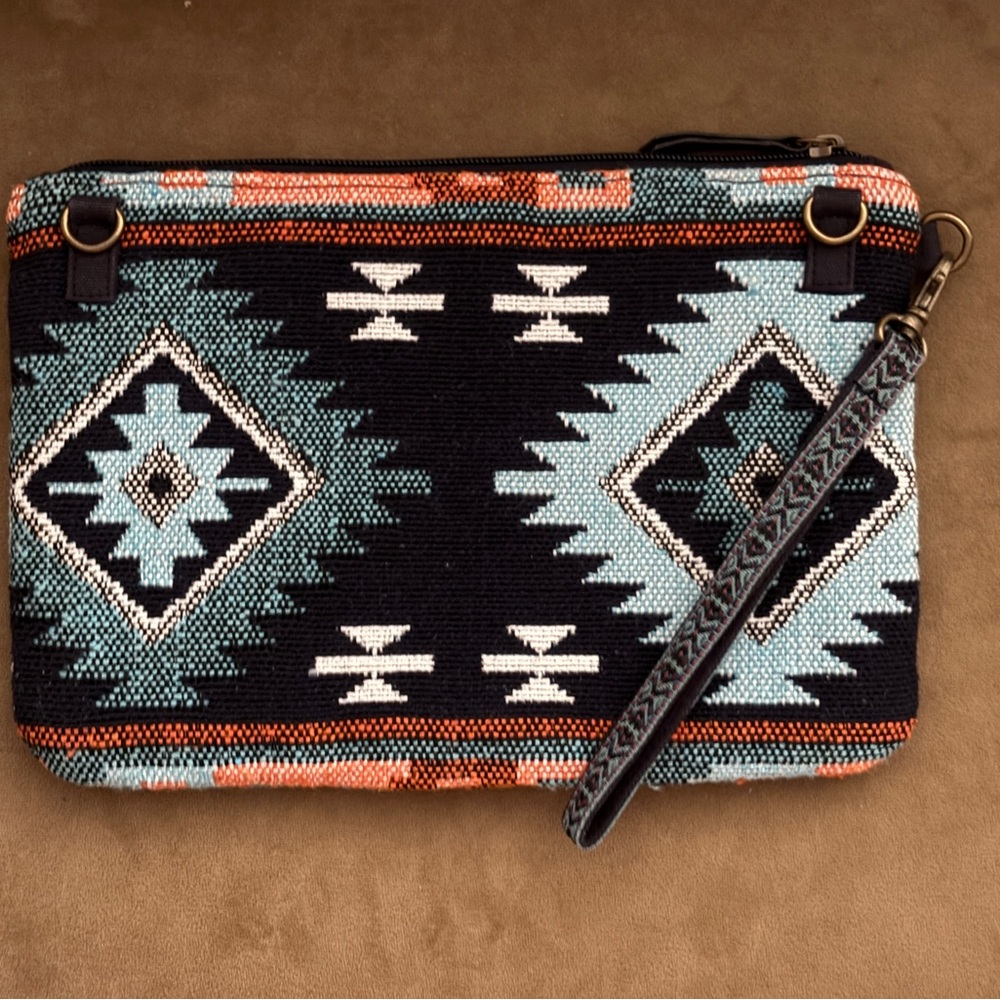 Vintage-inspired Southwest design beaded clutch/wristlet bag Excellent condition - Picture 4 of 8
